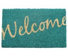 Entryways - Zerbino in Fibra di Cocco, con Retro Antiscivolo in PVC, 43 x 71 cm, Scritta Welcome in corsivo