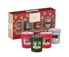 YANKEE CANDLE Set Regalo con 4 Candele Votive profumate, Collezione Natale in Montagna, Confezione Regalo Natalizia
