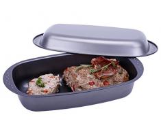 CHG 9942Â âÂ 05Â Forma rostiera con Coperchio, Antiaderente, Antracite Metallizzato, 37Â x 20Â x 7Â cm