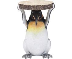 Kare Design, tavolino Animal Penguin, Ã33cm, tavolino rotondo piccolo, aspetto legno, figura animale come insolito tavolino da salotto, (H / W / D) 52x35x35cm