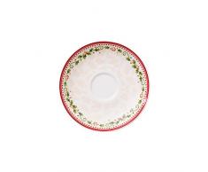 Villeroy & Boch Winter Bakery Delight Piattino Tazza Caffe, 14 cm, Natale, Porcellana, Bianco/Rosso (Stella cadente)