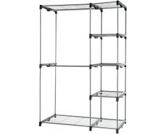 AmazonBasics - Guardaroba a rastrelliera con 2 aste, nessun fissaggio a parete, Argento