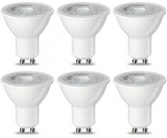 AmazonBasics Lampadina LED GU10, 4.7W (equivalenti a 50W), Luce Bianca Calda- Pacco da 6