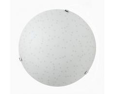 ONLI Coriandolo Bianco, 40 x 40 x 18 cm Plafoniera in Vetro Satinato con Ganci Cromo Diam. 40cm. Decoro Pois Tortora