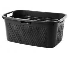Sundis Cesto biancheria Country nero effetto rattan â robusto portabiancheria in plastica, 40 litri â cestino per la biancheria leggero molto aerato â comodo trasporto del cesto portapanni â 59 x 39 x 25.2 cm - nero