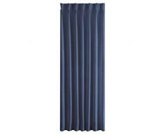Eurofirany Ines Tenda con Passanti in Velluto, Tinta Unita, con Nastro Arricciato, per Soggiorno, Camera da Letto, Moderno, Classico, 1 Pezzo, Blu Scuro, 140x270cm