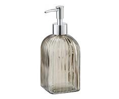 WENKO Dispenser sapone Vetro quadrato marrone - Dispenser sapone liquido Capacità: 0.52 l, Vetro, 7.5 x 19 x 7.5 cm, Marrone