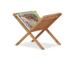 Relaxdays Portariviste in bambÃ¹, Raccoglitore Portagiornali, Manici, Salvaspazio, Autoportante, Formato A4 & A5, Legno