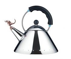 Alessi 9093REX B Tea Rex Bollitore di Design con Manico e Fischietto a Forma di Drago, Acciaio Inox, Nero