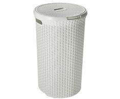 CURVER Portabiancheria Tondo con Coperchio 48L Avorio