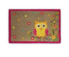 Relaxdays Zerbino Multicolore e Gufo 60x40 cm, Zerbino Multicolore e Gufo 60x40 cm, Tappetino per Ingresso Gomma e Fibra di Cocco, Resistente allŽUso Intenso, Ideale per Interni ed Esterni, colorato