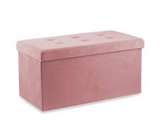 Galileo Casa 2194629 Panca Pieghevole con Contenitore Velluto Rosa Anti, Misure: l. 76 x p. 37,5 x h. 38