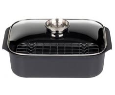 GSW 410892 Gourmet - Rostiera Rettangolare con Coperchio salvaroma e Inserto Grill, 40 x 26 x 11 cm, 8 Litri