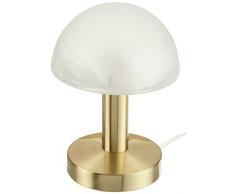 Trio Leuchten Trio 599000108 Lampada da Tavolo in Ottone Opaco e Vetro, Funzione Touch, Alabastro/Bianco 40 W, 48 x 16 x 16 cm