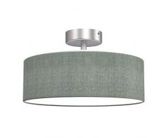 Briloner Leuchten Plafoniera da soffitto con Paralume in Tessuto â Ideale per Soggiorno e Camera da Letto â Compatibile con 1 lampadine E27 Max. 40 Watt, Ã 30 â Grigio W, Grau-Satin, Ã 30cm