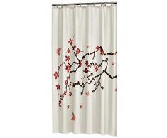 Sealskin Blossom Tenda da Doccia, Poliestere, Rosso, 180 x 200 cm