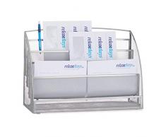 Relaxdays 10022503_55 Portariviste Metallo 4 Scomparti Porta-giornali Documenti Moderno da Ufficio Sale dâattesa HLP 30x45x18 cm Argento