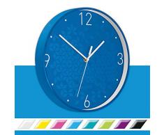 Leitz Wow Orologio da Parete al Quarzo, Adatto per Ufficio, Cucina, Soggiorno e Bagno, 29 cm, Blu