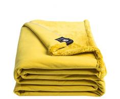zoeppritz since 1828 Reborn Bliss - Coperta in Pelliccia Sintetica â Morbida e Lussuosa Coperta in Finta Pelliccia con Retro Liscio, Poliestere, 160 Curry, 140 x 190 cm