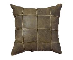 Jute & Co. Cuscino in Vera Pelle, 45 x 45 cm, Marrone