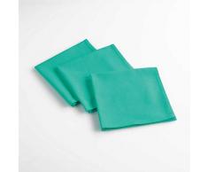 Douceur dIntÃ©rieur - 3 tovaglioli 40 x 40 cm, in Cotone, Tinta Unita, Colore: Turchese