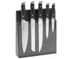 Pradel Jean Dubost 18509, Ceppo per coltelli con Barra Magnetica con 5 coltelli Ventoux in Acciaio e Nylon, Colore: Nero