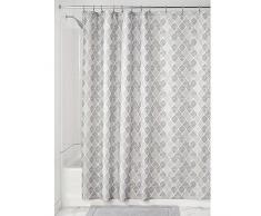 InterDesign Moroccan Tenda Doccia in Tessuto, Tende per Doccia in Poliestere Lavabile dal Design Moderno 183,0 cm x 183,0 cm, Grigio