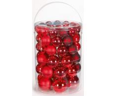 Inge-glas 1507E460 - Set Palle di Natale, 60 Pezzi, 4/5/6/7 cm, Colore: Rosso Rubino