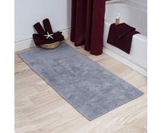 Lavish Home 100% Cotone Reversibile Lungo Tappeto da Bagno, Silver, 24 x 60