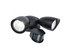 Lutec Shrimp Luce di Sicurezza a LED da Esterno con Sensore di Presenza 22 W, Grigio Antracite, 16.8 x 27.2 cm