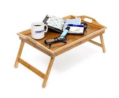 Relaxdays 10018881 Vassoio da Letto 2in1 con Maniglie Pieghevoli, Legno, Marrone, 33x52x25 cm