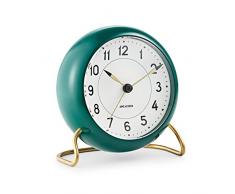 Arne Jacobsen Station Orologio da Tavolo, Alluminio, Multicolore, 7.5x15.5x16.5