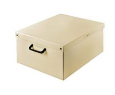 Lavatelli Scatola in Cartone per la sistemazione di Vestiti, Lenzuola, Guardaroba e Cambio Stagione, Corda, Montaggio Facile e Veloce, Resistente, Misura Grande, Beige, 40x50x25cm