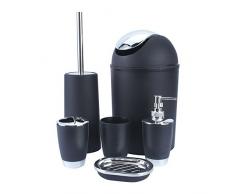 SHINE Set Bagno 6 Pezzi Accessori, Nero, 27,9 x 24,9 x 19,1 cm
