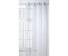 HomeMaison.Com - Tenda di Voile Ricamata con Piccoli Pois, Motivo Jacquard 130 x 240 cm Bianco