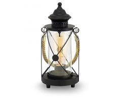 EGLO 49283 Bradford lampada da tavolo con banda cavo crema acciaio, Nero