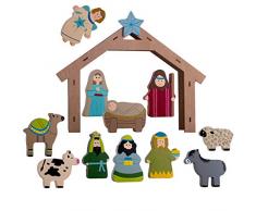 WeRChristmas presepe in Legno, Multicolore, 33Â cm