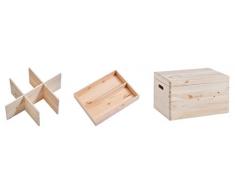 Zeller 13327 Set di Scatole con Coperchio, 3 Pezzi, Pino, Legno, Beige, 40x30x24 cm, 3 unitÃ 