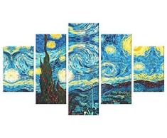 Quadro Moderno 5 pezzi in legno VOGUE 48X85 cm NOTTE STELLATA