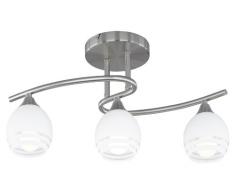 Trio 605600307 Lampada da Parete in Nichel Opaco, con Vetro Bianco, 3 Lampadine, 50x50 cm, nickel;vetro