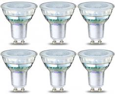 AmazonBasics - Lampadina a LED GU10 per faretto, 4 W (equivalente a 50 W), filamento trasparente - Confezione da 6