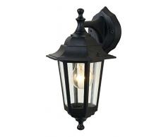 Applique da parete Paris Lanterna elegante nera vintage stile rustico E27 impermeabile IP44 perfetta per esterni: cortile, balcone e giardino