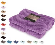 DecoKing- Coperta in Microfibra, Pile Morbido, Tessuto, 220 x 240 cm, Viola