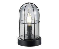Trio Leuchten Trio 503800102 Birte Lampada da Tavolo, Vetro Trasparente, Nero