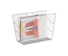 Relaxdays 10022510_55 Portariviste Mesh Cesto Portadepliant da Terra in Metallo Portagiornali HLP HBT 27 x 39 x 17 cm, Argento