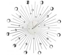 Orologio da Parete in Metallo Stella di Cristallo Decorazione Casa 50 cm, Colore Argento, plastica