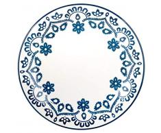 Home Flora Set 12 Piatti Piani, Stoneware, Blu, 26 cm