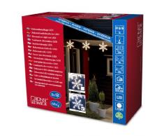Konstsmide 4439-203 Catena Luminosa Decorativa a LED, 5 Fiocchi di Neve, in Acrilico, 60 diodi a Luce Bianca Fredda, trasformatore Esterno 24 V, 3,6 W, Cavo Trasparente