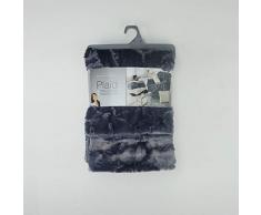 Douceur d Interno Plaid 180Â x 220Â cm Finta Pelliccia Scaglie, Poliestere, Navy, 220Â x 180Â cm