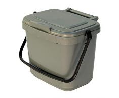 All-Green, 5L compostiera con Guida al compostaggio, Grigio Argento